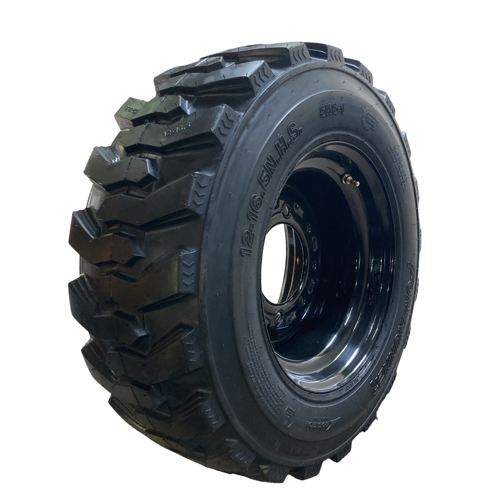 1 or 4-12-16.5 SKS-1 Skid Steer Tires on Black Rims for Bobcat & more-12X16.5