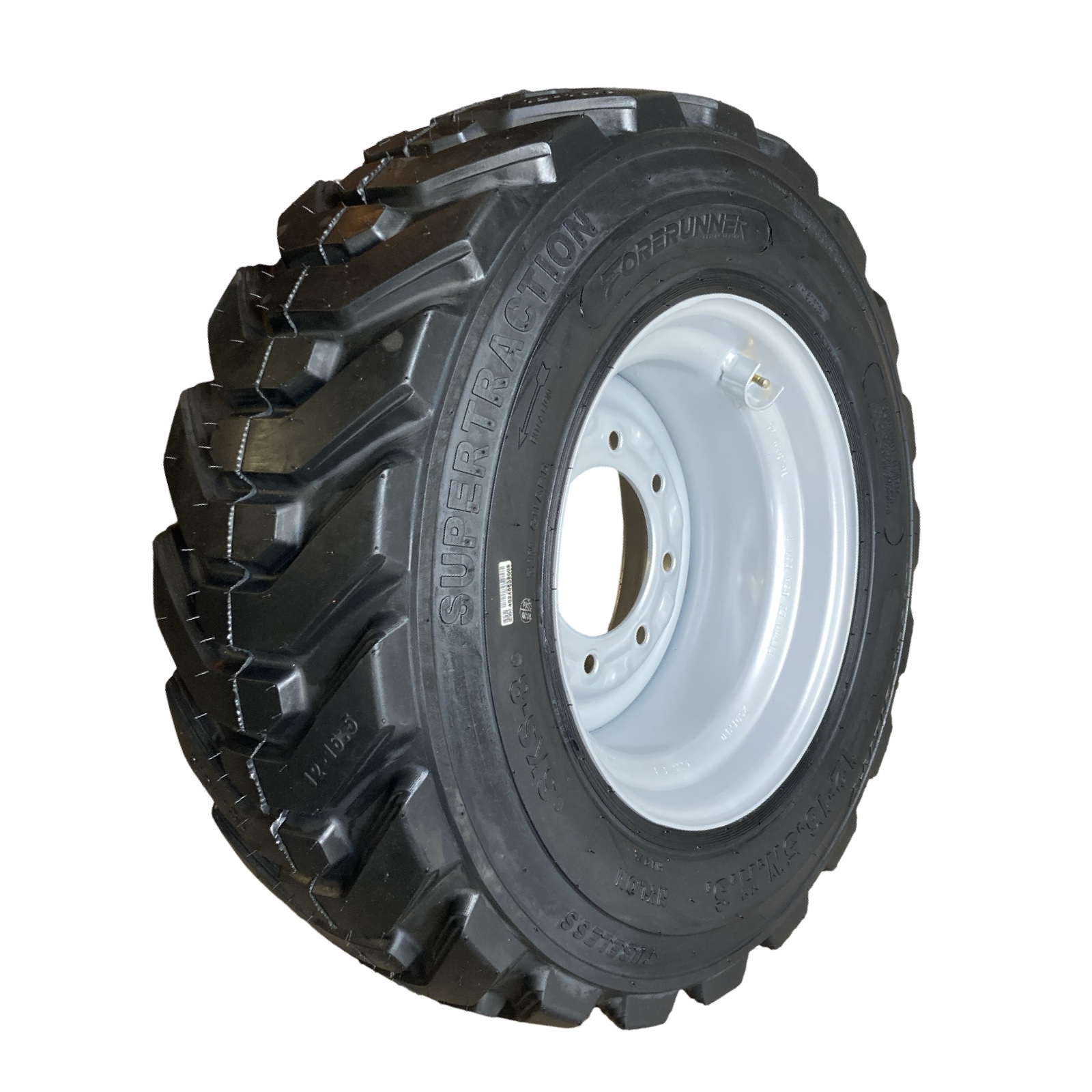 HD 12-16.5 SKS-8 Skid Steer Tires on on Silver Rims for Gehl,Thomas,Daewoo,Volvo
